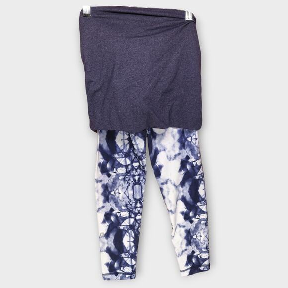 Womens Lululemon Fold Over Waist Blue & White Activewear Leggings Size 2 - Picture 5 of 6